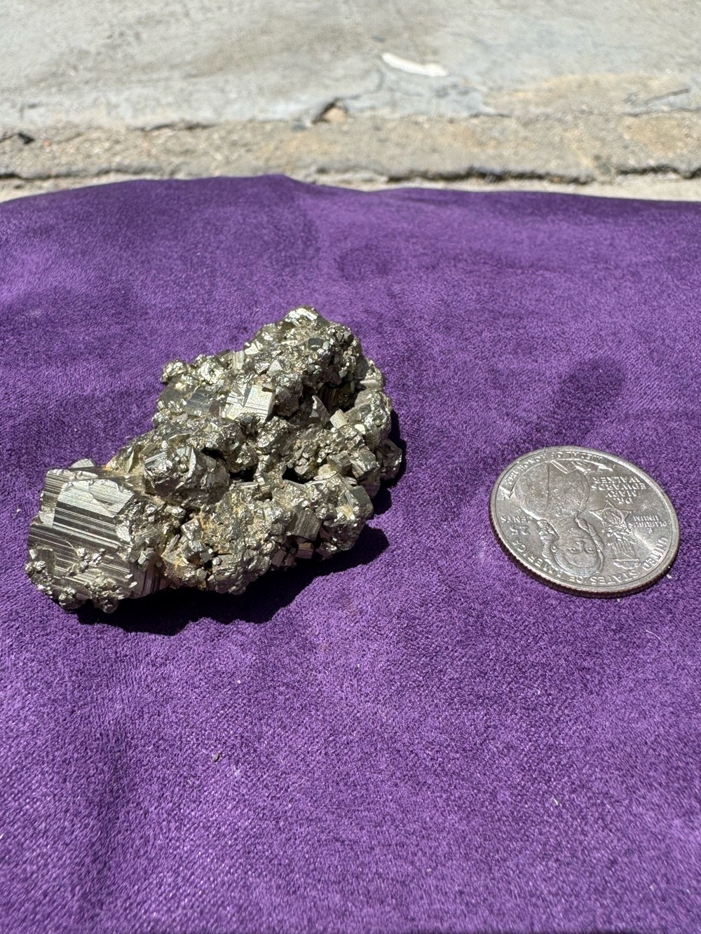 Pyrite Crystal Cluster - Brassy Metallic Nugget